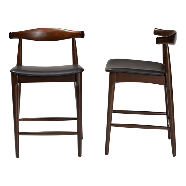 Baxton Studio Eira Walnut Wood Counter Stool - Set of 2