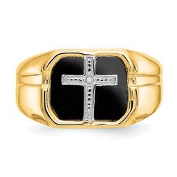 Mens Gentlemen’s Classics™ 14kt. Gold Onyx & Diamond Cross Ring