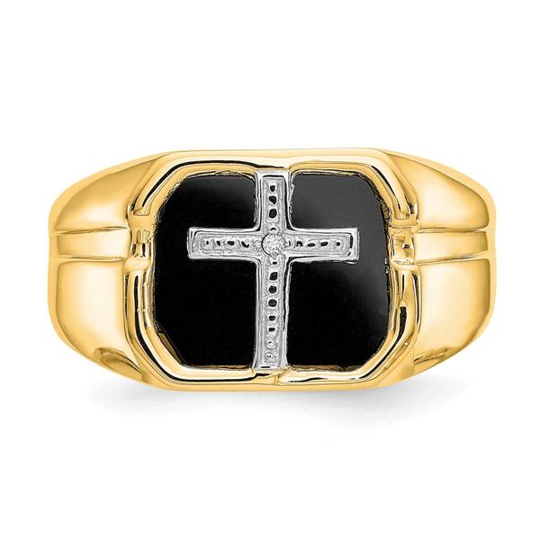 Mens Gentlemen’s Classics™ 14kt. Gold Onyx & Diamond Cross Ring