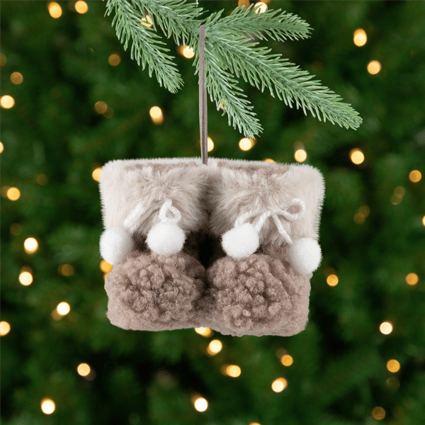 Northlight High Pile Fleece Winter Booties Christmas Ornament - image 