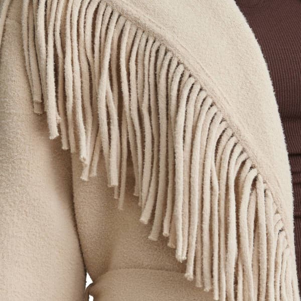 Womens NVLT Belted Fringe Wool Blend Coat
