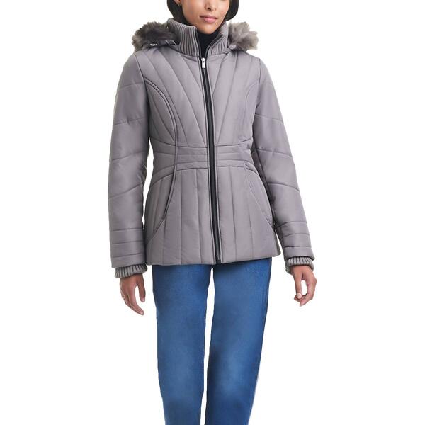 Petites d.e.t.a.i.l.s. Puffer Jacket w/Faux Fur Hood - image 