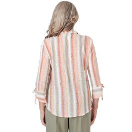 Petite Alfred Dunner Tuscan Sunset Woven Stripe Texture Top