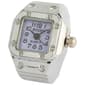 Womens Silver-Tone Purple Square Dial Ring Watch - RWSBV-04 - image 1