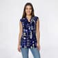 Womens Kasper Sleeveless Drape Neck Geometric Abstract Blouse - image 1