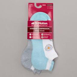 Womens Dr. Motion(R) 2pk. Daisy White Low Cut Socks