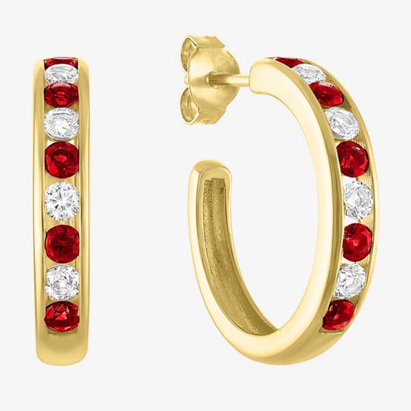 Gemstone Classics(tm) Lab Created Ruby & White Sapphire Earrings - image 