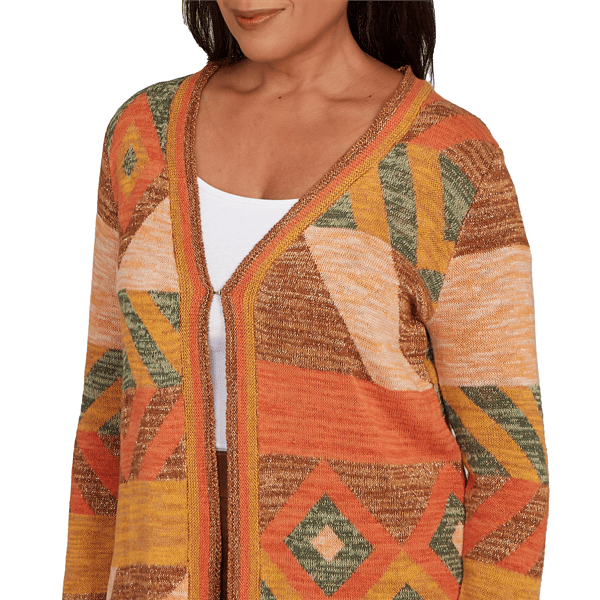 Womens Alfred Dunner Mount Laurel Diamond Patchwork Cardigan
