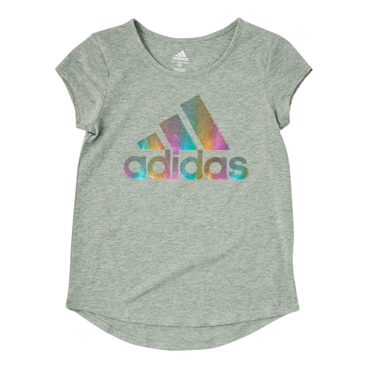 Girls (7-16) adidas® Cap Sleeve Holographic Logo Tee