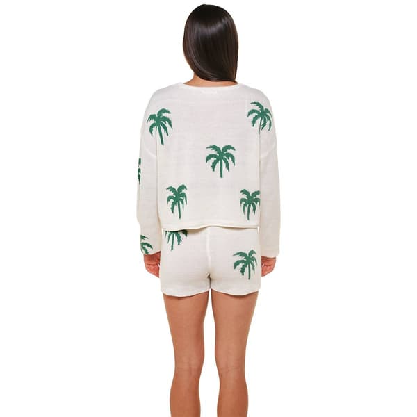 Juniors No Comment Palm Tree Sweater and Shorts Lounge Set