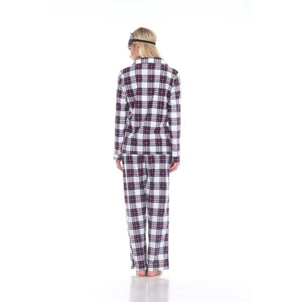Womens White Mark 3 pc. Plaid Pajama Set