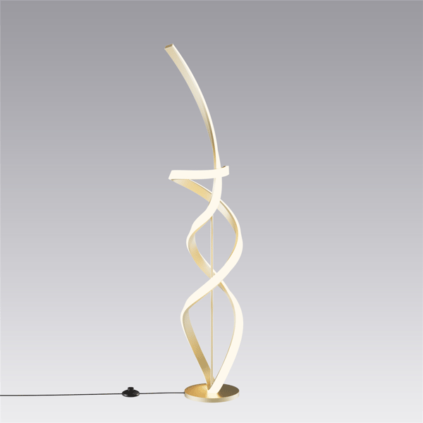 Infibrite Golden 59in. Swirl LED Stepless Dimming Floor Lamp - image 