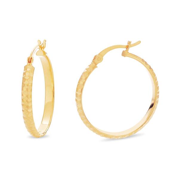 Forever New 18kt. Yellow Gold Diamond Cut 25x3mm Hoop Earrings - image 