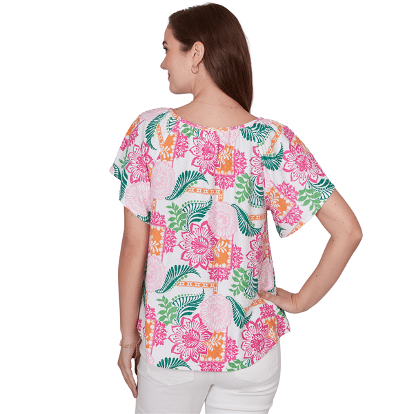 Petite Ruby Rd. Hothouse Florals Textured Floral Blouse - image 