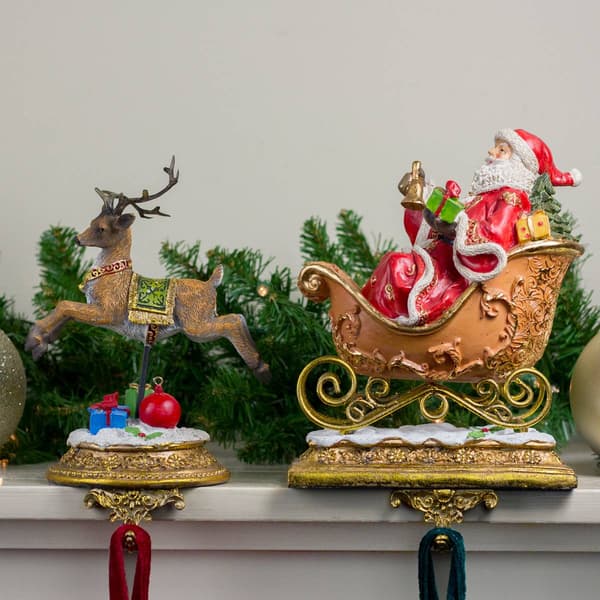 Northlight Santa & Reindeer Glittered Christmas Stocking Holders