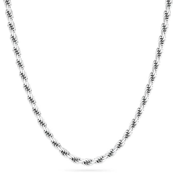 20in. Sterling Silver Solid Rope Chain Necklace