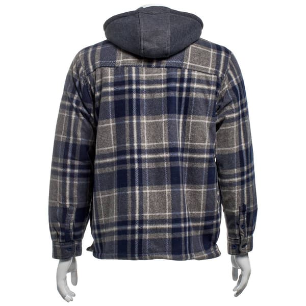 Mens Mountain Ridge Plaid Polar Fleece Jacket - Charcoal/Navy