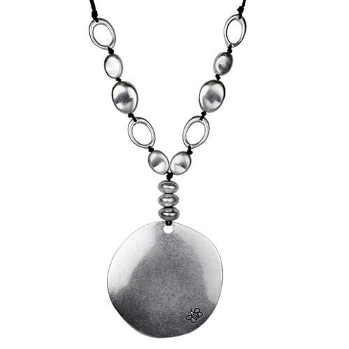 Roman Bella Uno Organic Round Disc Pendant Necklace - image 