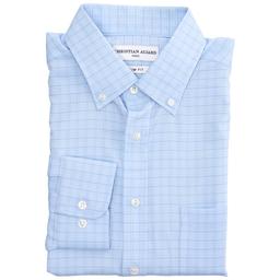 Mens Christian Aujard Slim Fit Plaid Dress Shirt - Blue Plaid