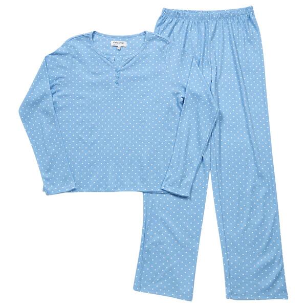 Petite Karen Neuburger Henley Ice Dots Long Leg Pajama Set - image 