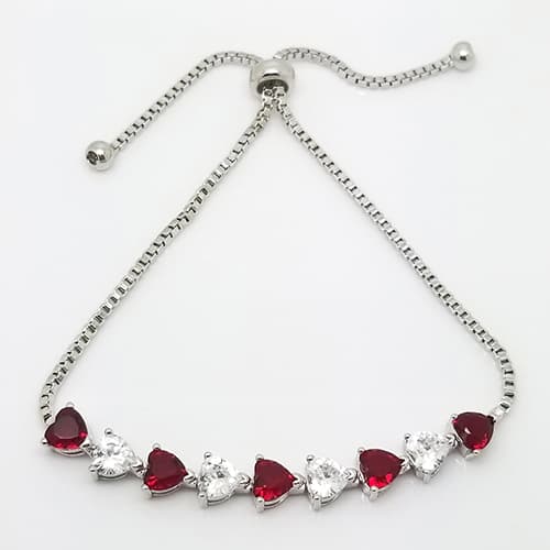 Gianni Argento silver Lab Ruby & CZ Heart Bracelet