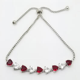 Gianni Argento silver Lab Ruby & Cubic Zirconia Heart Bracelet