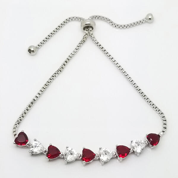 Gianni Argento silver Lab Ruby & Cubic Zirconia Heart Bracelet - image 