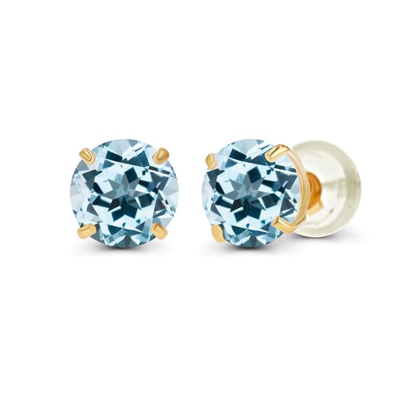 Gemstone Classics(tm) 14kt. Gold Sky Blue Topaz Stud Earrings - image 