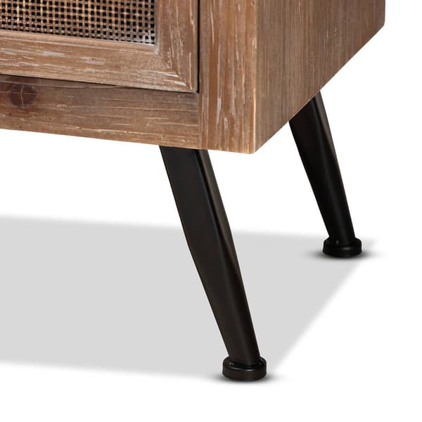 Baxton Studio Calida Finish Wood/Rattan 3-Drawer Nightstand