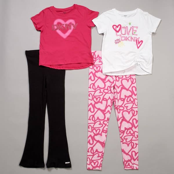 Girls (7-12) DKNY 4Pc Tee & Legging Set - image 