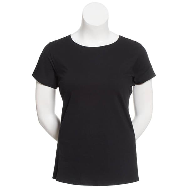 Juniors Plus Aveto Short Sleeve Crew Neck Basic Top - image 