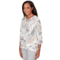 Petite Alfred Dunner Comfort & Joy Leaf V Neck Blouse - image 3
