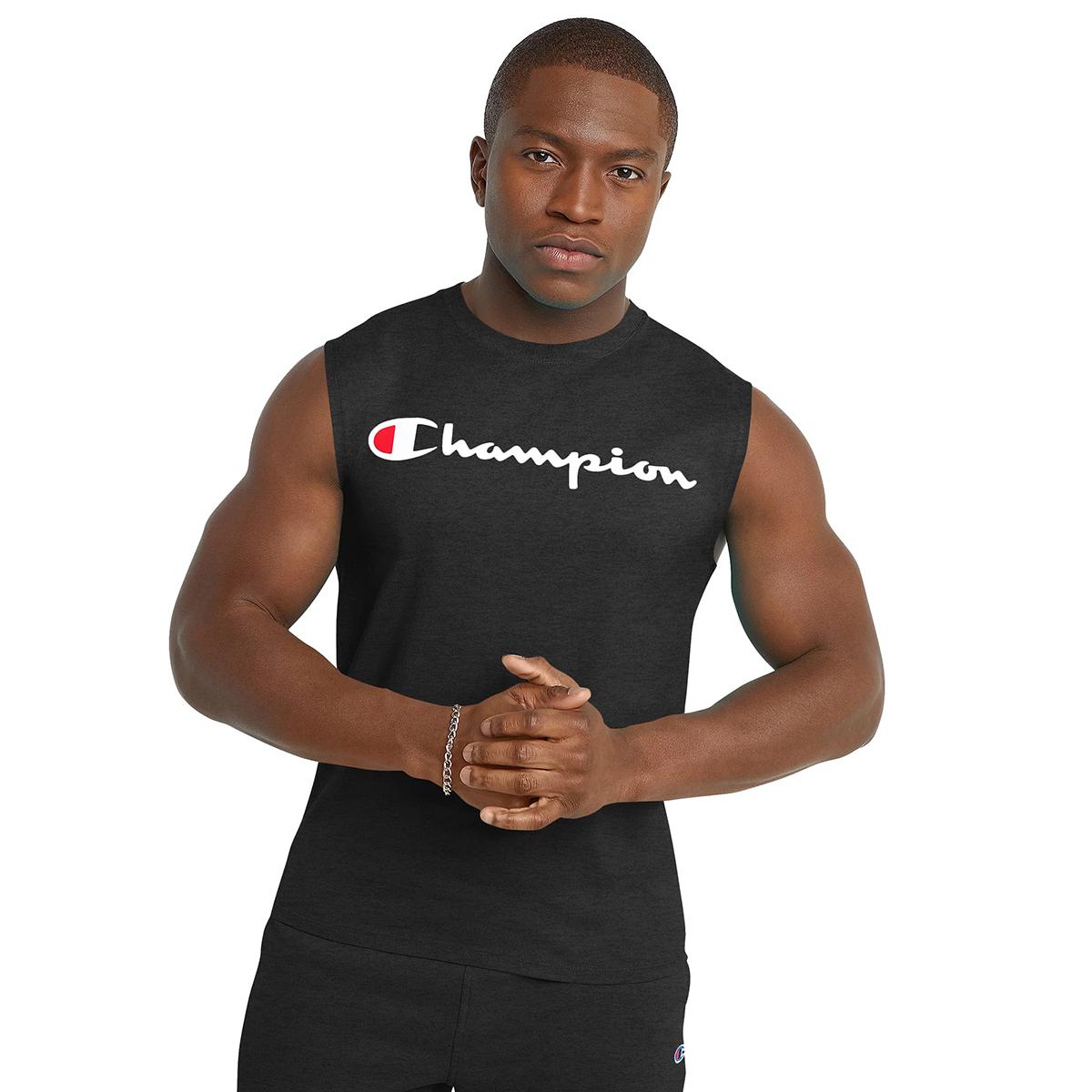 Mens Champion® Sleeveless Graphic Muscle Tee
