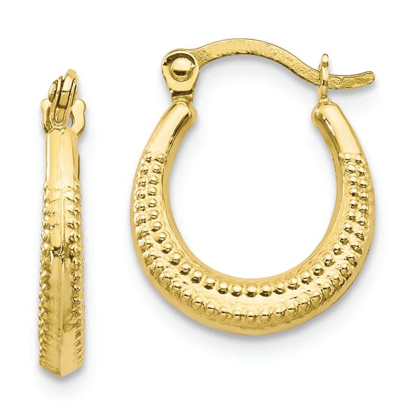 Gold Classics(tm) 10kt. Scalloped Textured Hollow Hoop Earrings - image 