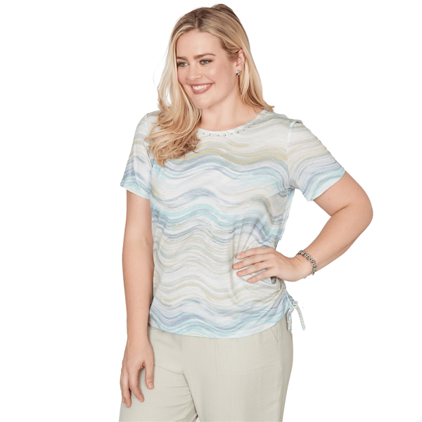 Petite Alfred Dunner Vintage Charm Wavy Stripe Blouse