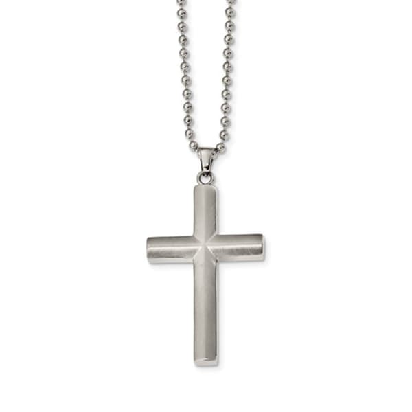 Mens Gentlemen's Classics&#40;tm&#41; Classic Brushed Steel Cross Necklace - image 
