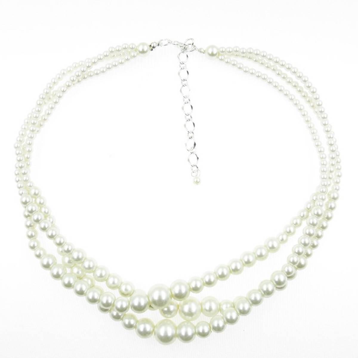 Rosa Rhinestones Pearl Torsade Necklace