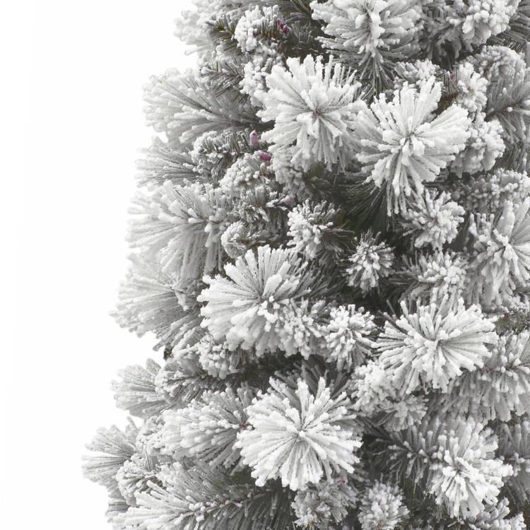 Puleo International 7.5ft. Pre-Lit Flocked Christmas Pine Tree