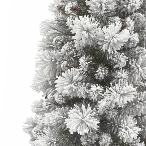 Puleo International 7.5ft. Pre-Lit Flocked Christmas Pine Tree