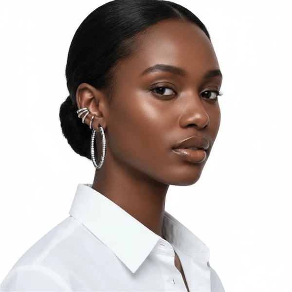 Saffron Black Stainless Steel Inside Out 40mm Hoop Earrings
