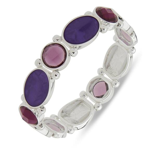 Gloria Vanderbilt Purple Oval Stone Stretch Bracelet - image 