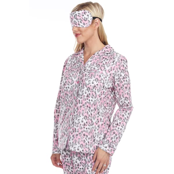 Womens White Mark 3pc. Grey Cheetah Pajama Set