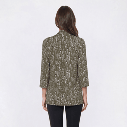 Plus Size Notations 3/4 Sleeve Dots Two In One Necklace Blouse