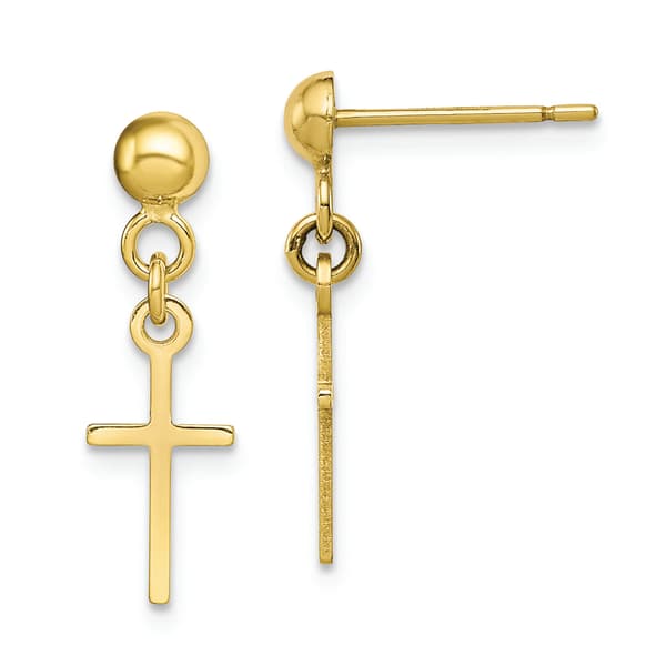 Gold Classics(tm) 10kt. Polished Cross Dangle Post Earrings - image 