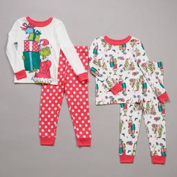 Girls The Grinch 4pc. Long Sleeve Hacci Pajama Set