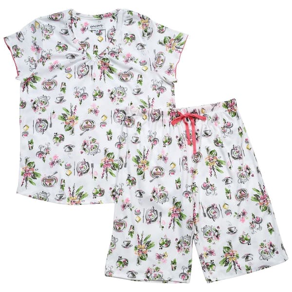 Womens Karen Neuburger Short Sleeve Teatime Bermuda Pajama Set - image 