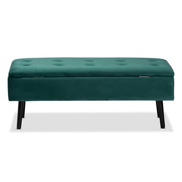 Baxton Studio Caine Velvet Fabric Wood Storage Bench