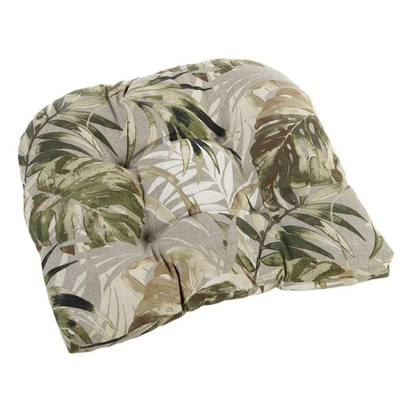 Jordan Manufacturing Wicker Chair Cushion - Beige/Green Leaves - image 