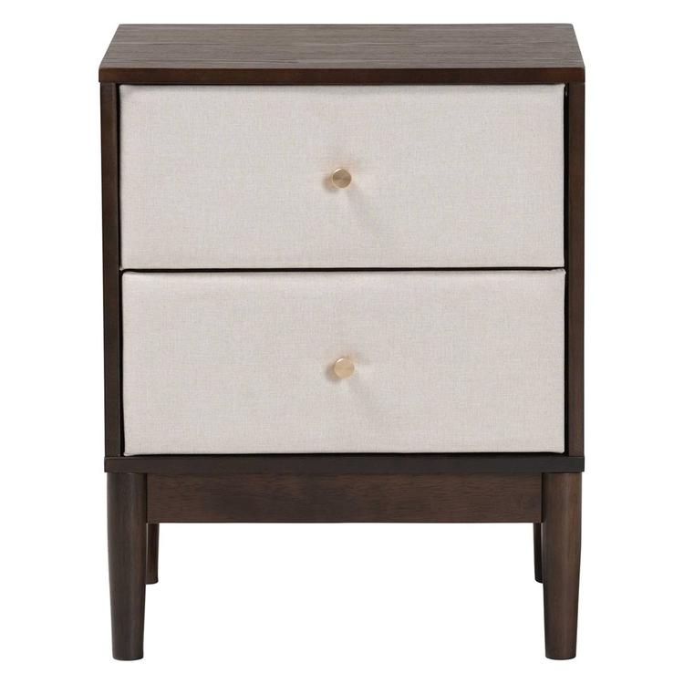 Baxton Studio Nikolai Mid-Century Wood 2-Drawer Nightstand