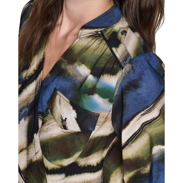 Womens DKNY Long Sleeve Front Pocket Brushed Blouse